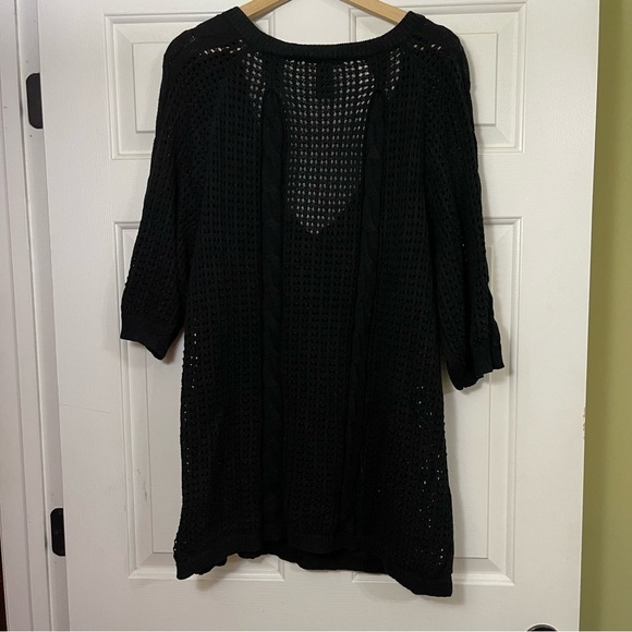 Black Mesh Short Sleeve Top | 22/24 Waffle Mesh Low Cut | Goth Alternative - Picture 5 of 6